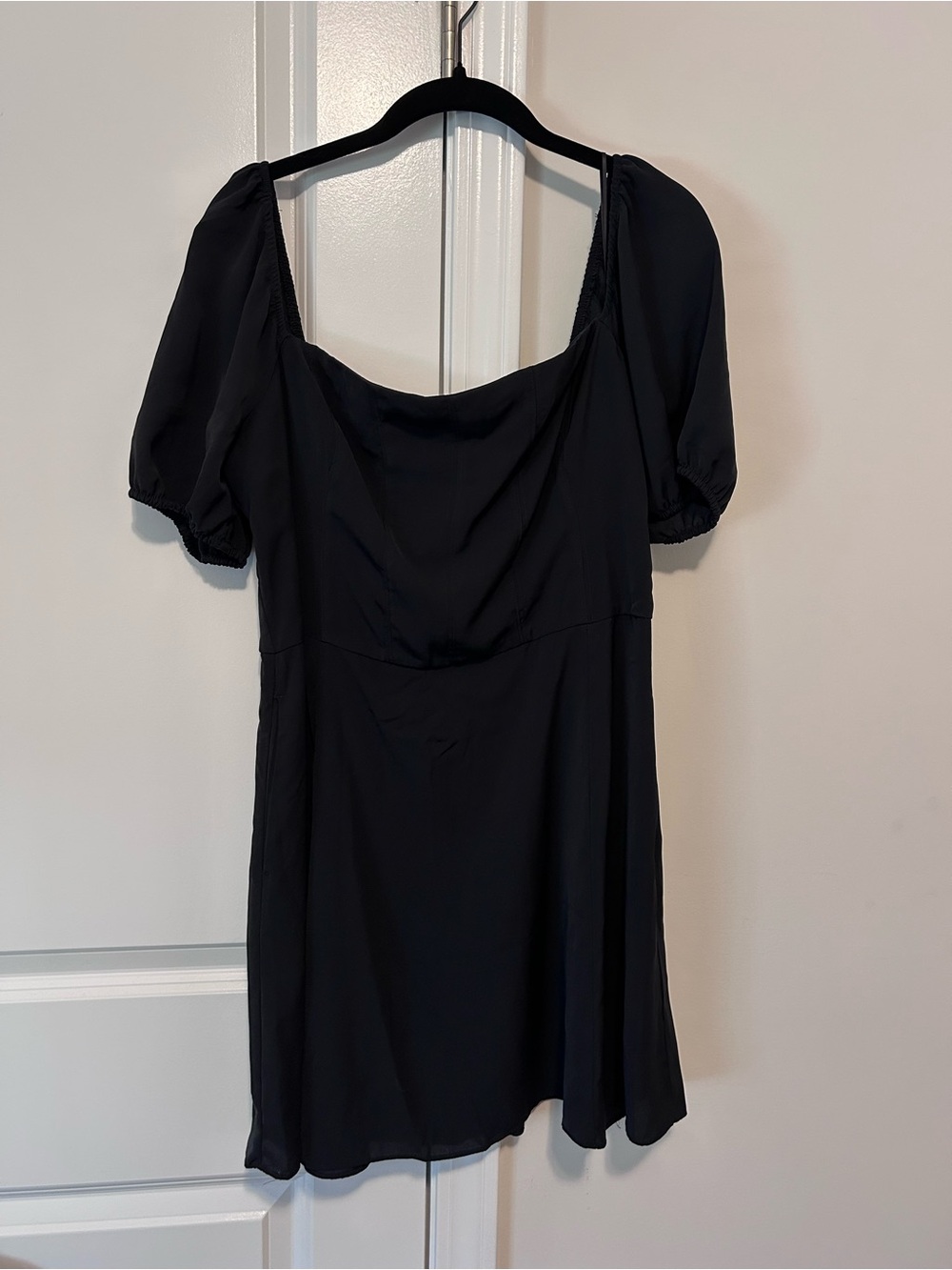 Abercrombie & Fitch Black Square Neck Puff Sleeve Mini Dress